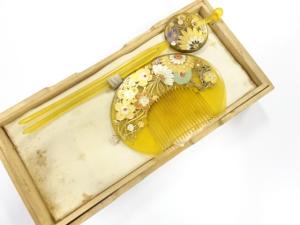 アンティーク　象嵌　櫛・簪セット